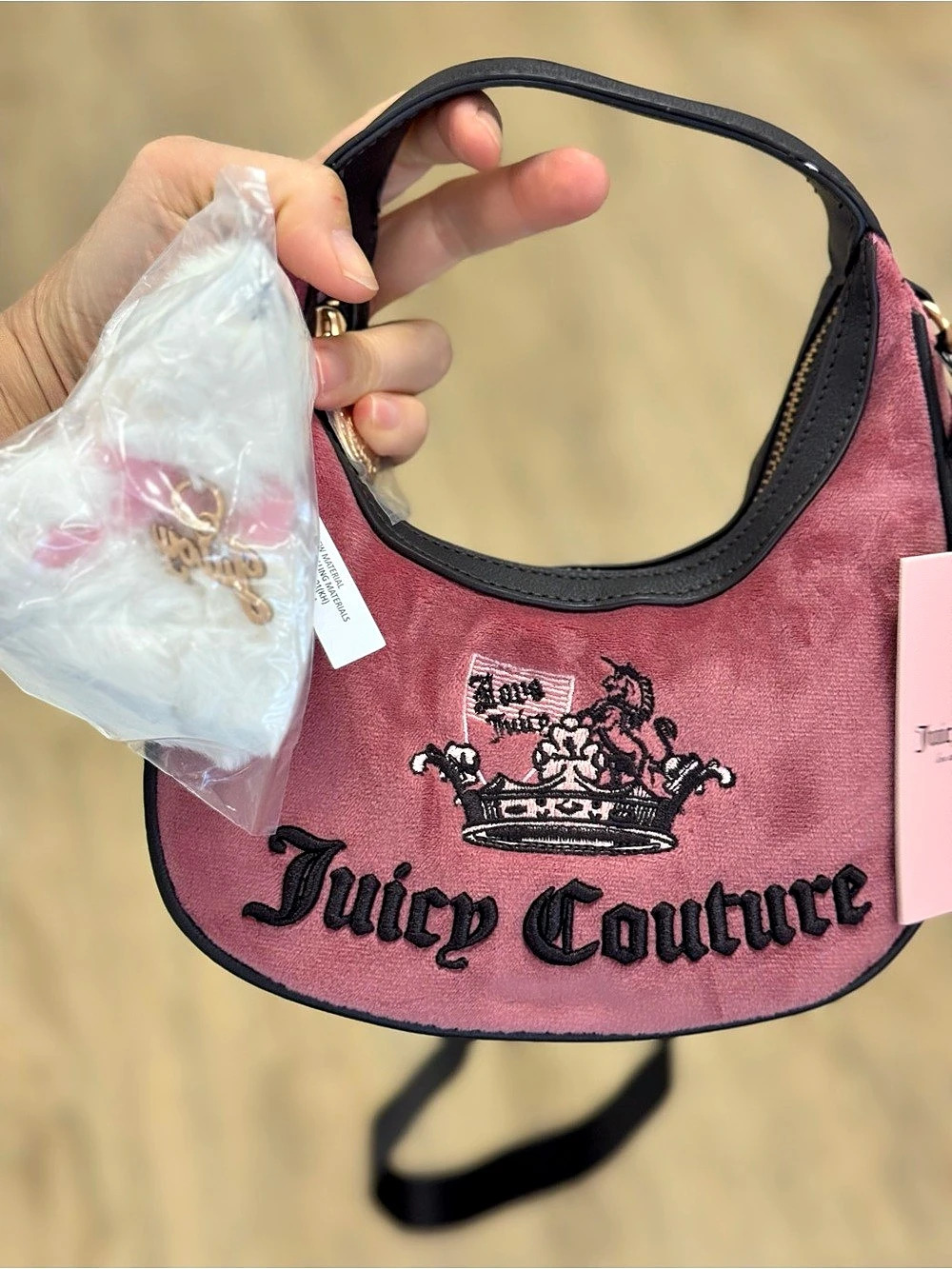 Juicy Couture Pink & Black Shoulder Bag NWT